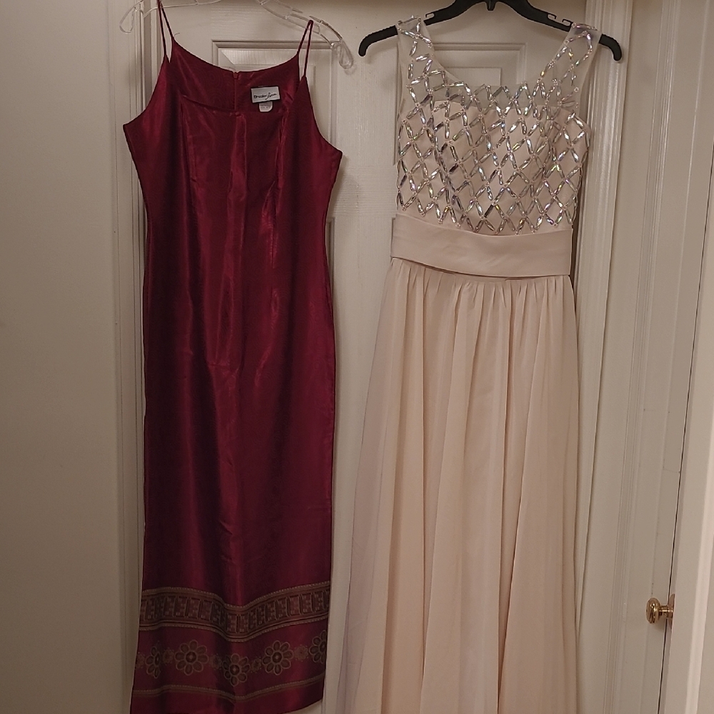 Chic Burgundy and Cream Maxi Dresses